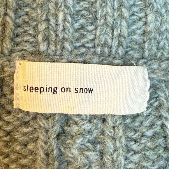 Anthropologie Sleeping on Snow Cardigan Sweater XL Cable Knit Lace Cuff Sleeves - Picture 14 of 16